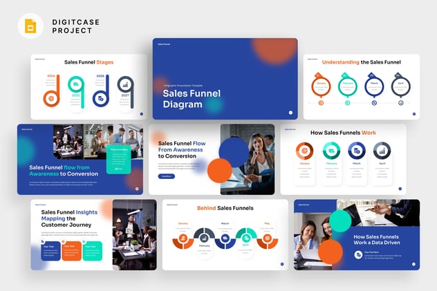 彩色销售漏斗信息图形PPT模板 - 顶尖PPT