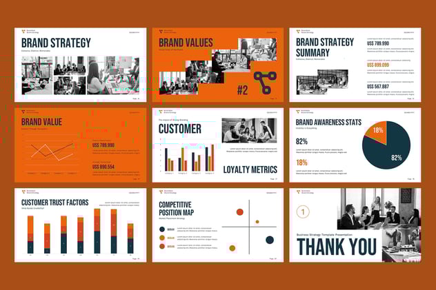 橙色现代企业发展战略PPT模板 - 顶尖PPT