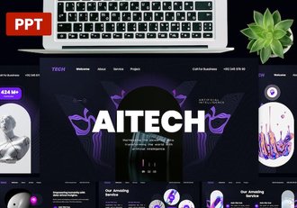 人工智能技术应用讲述展示方案演讲PPT模板 - 顶尖PPT