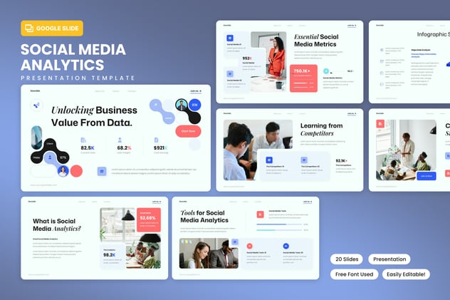 社交媒体分析工作汇报PPT模板 - 顶尖PPT