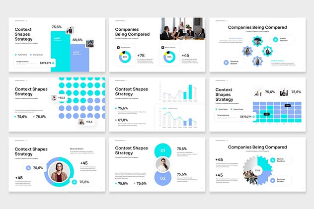 公司信息比较图形PPT模板 - 顶尖PPT