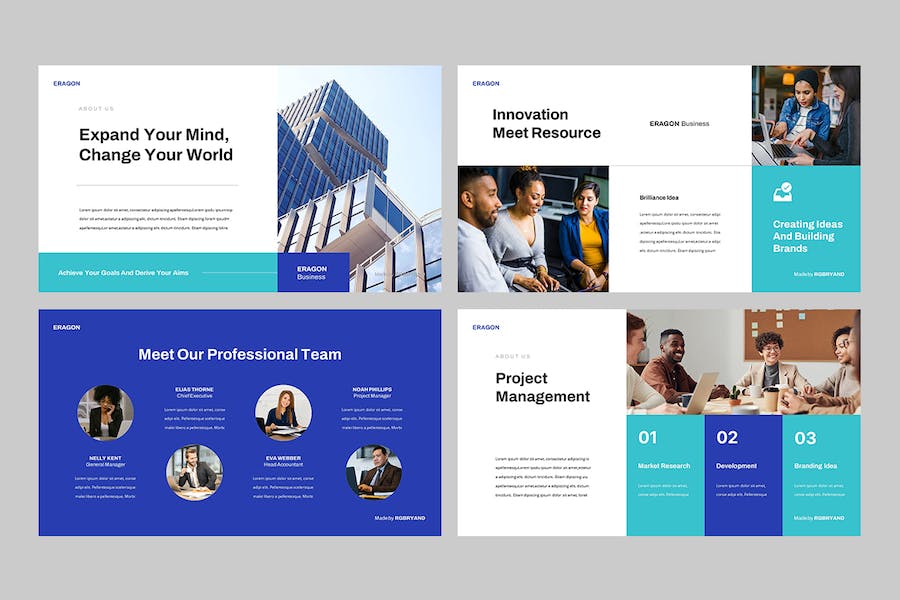 现代商务企业品牌形象视觉展示PPT模板 - 顶尖PPT