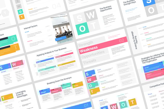 现代 SWOT 信息图形展示Keynote模板 - 顶尖PPT
