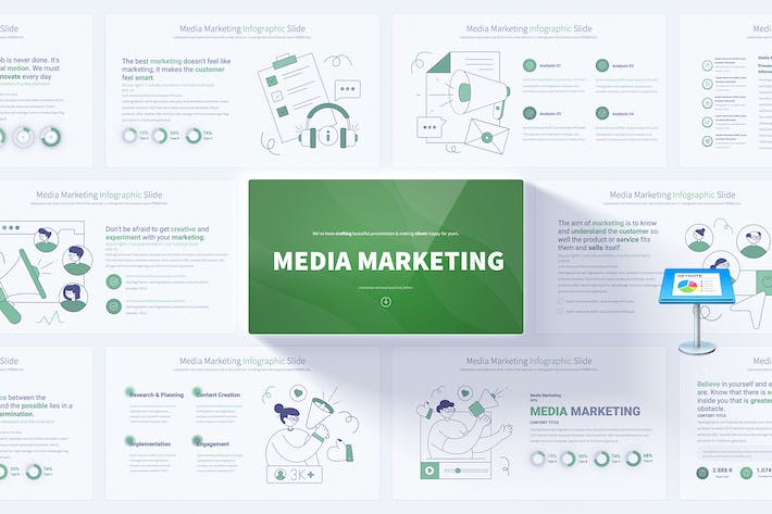 媒体营销图形插画keynote模板 - 顶尖PPT