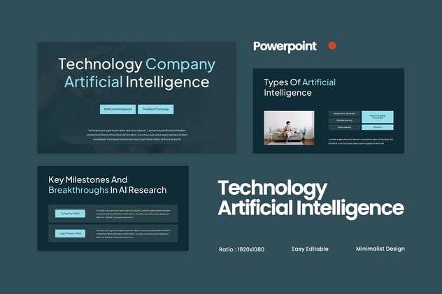 暗青色人工智能演示PPT模板 - 顶尖PPT