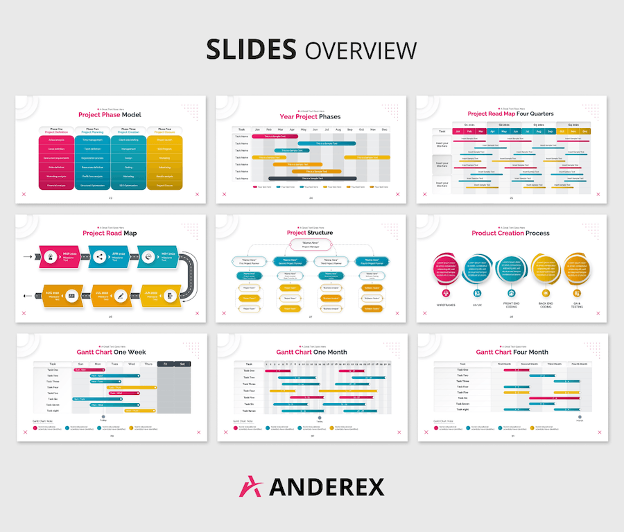 项目开发进度时间线梳理展示图形PowerPoint模板 - 顶尖PPT