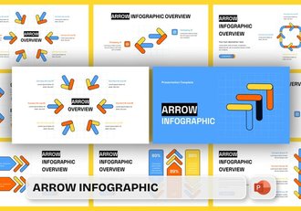 彩色箭头指向信息图形PPT模板 - 顶尖PPT
