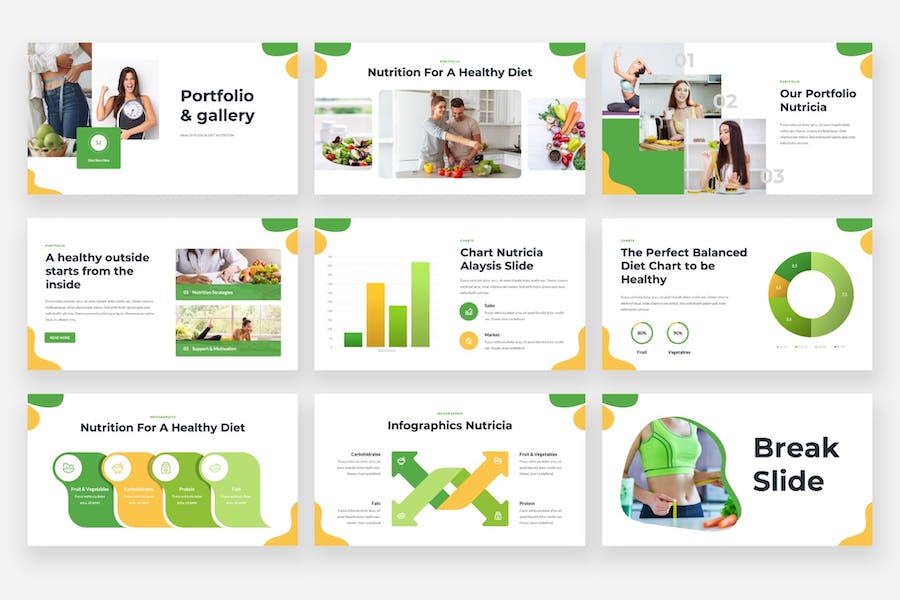 绿色健康保健食品PPT模板 - 顶尖PPT