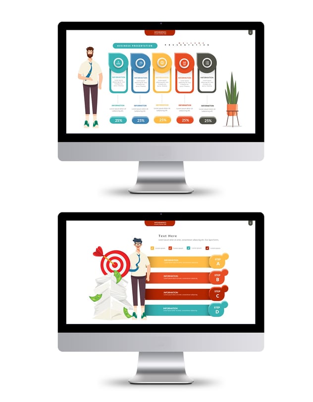 要点信息展示卡通人物图形keynote模板 - 顶尖PPT