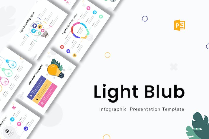 创意彩色灯泡造型信息图形PPT模板 - 顶尖PPT