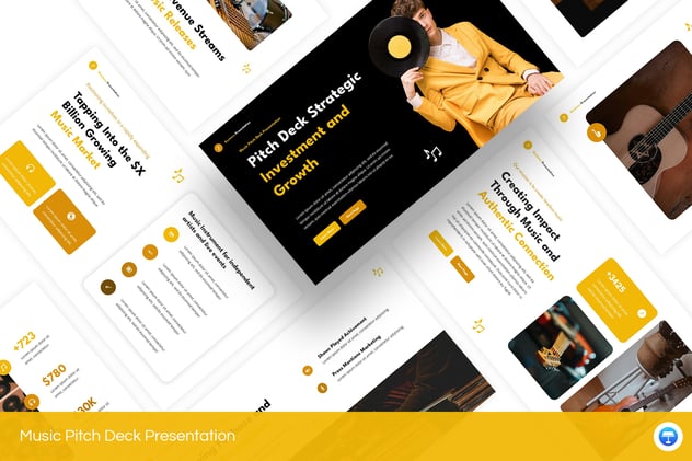 时尚音乐节大提琴keynote模板 - 顶尖PPT