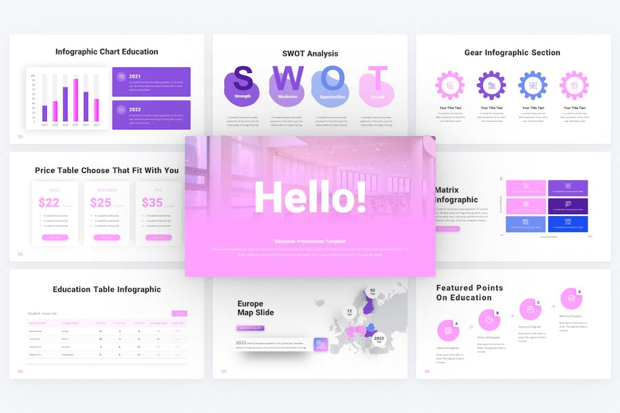 紫色极简教育机构大学介绍国外PPT模板 - 顶尖PPT