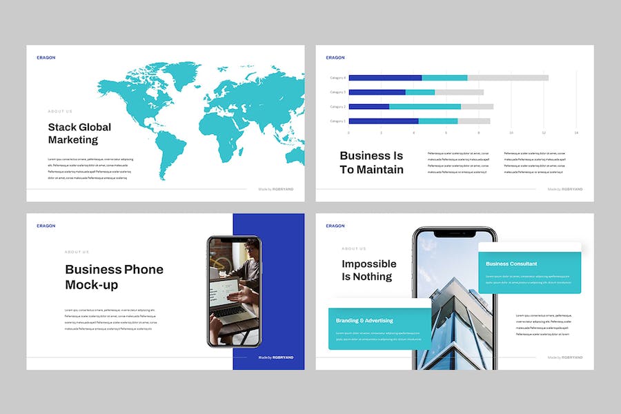 现代商务企业品牌形象视觉展示PPT模板 - 顶尖PPT