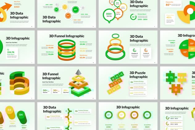 3D数据信息图形PPT模板 - 顶尖PPT