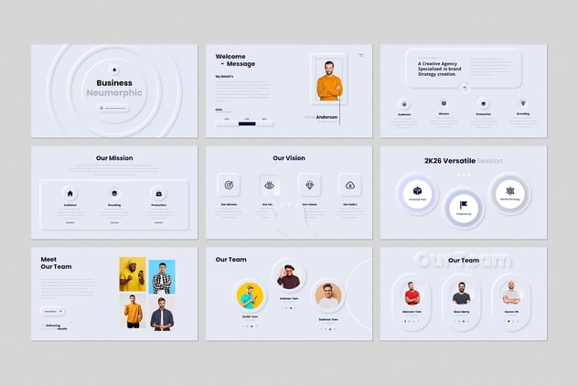 新拟态风格商务简介keynote模板 - 顶尖PPT