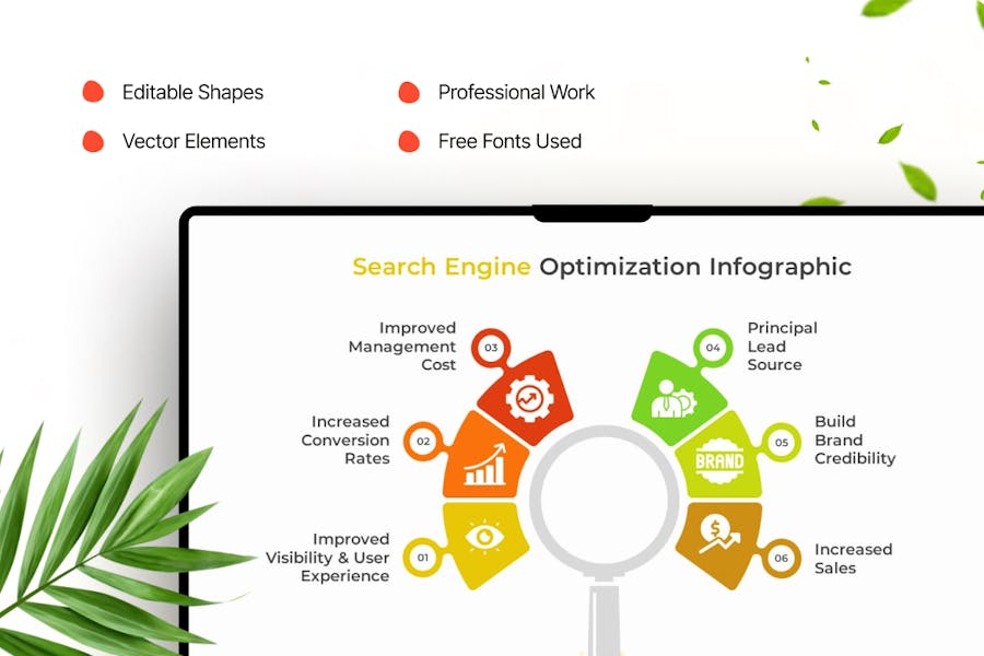 搜索引擎优化信息图表PPT模板 - 顶尖PPT