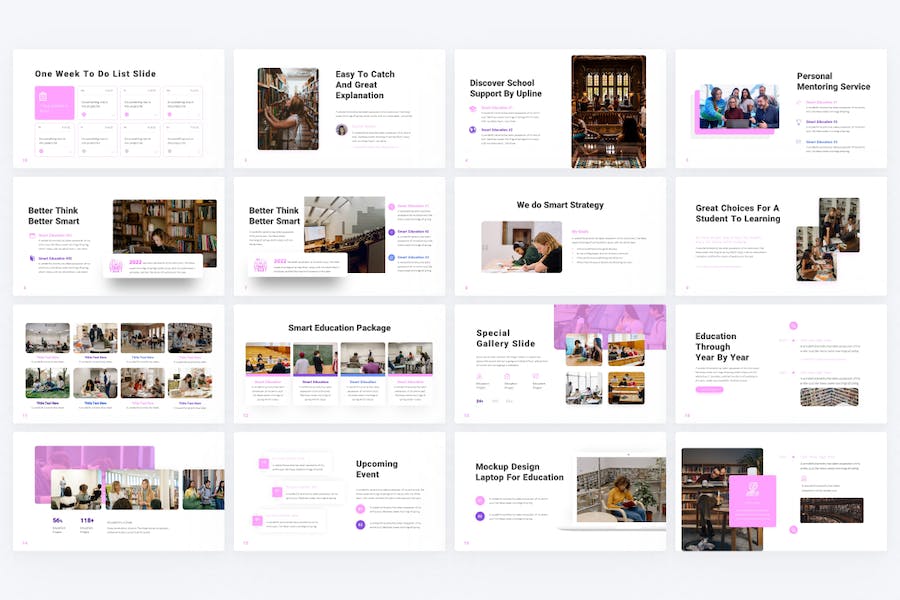 紫色极简教育机构大学介绍国外PPT模板 - 顶尖PPT