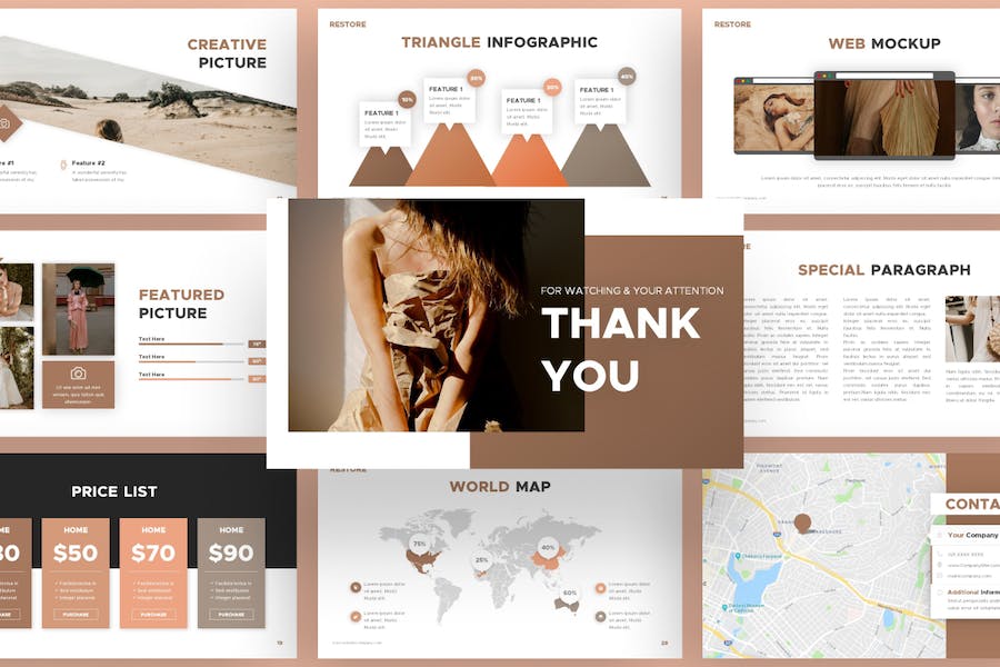 复古时尚流行风格唯美keynote模板 - 顶尖PPT