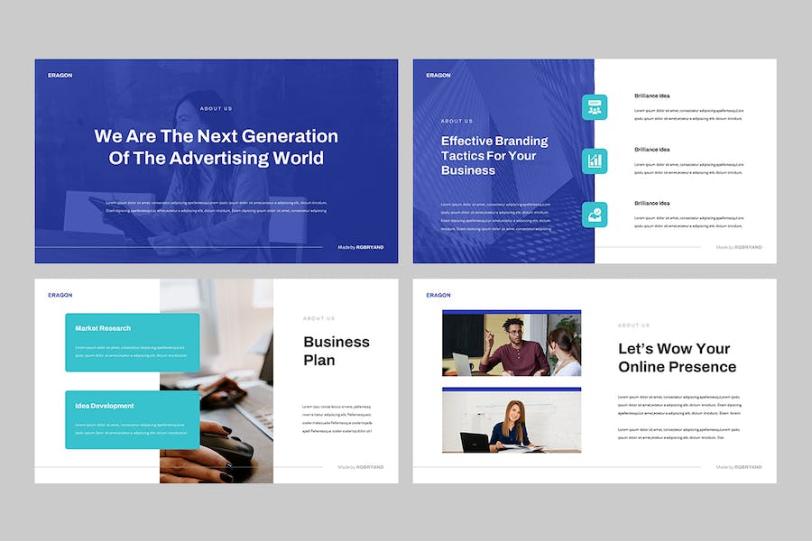 现代商务企业品牌形象视觉展示PPT模板 - 顶尖PPT