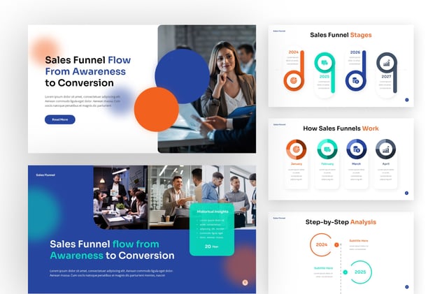 彩色销售漏斗信息图形PPT模板 - 顶尖PPT