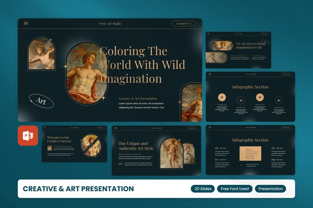 创意与艺术画廊作品展示PPT模板 - 顶尖PPT