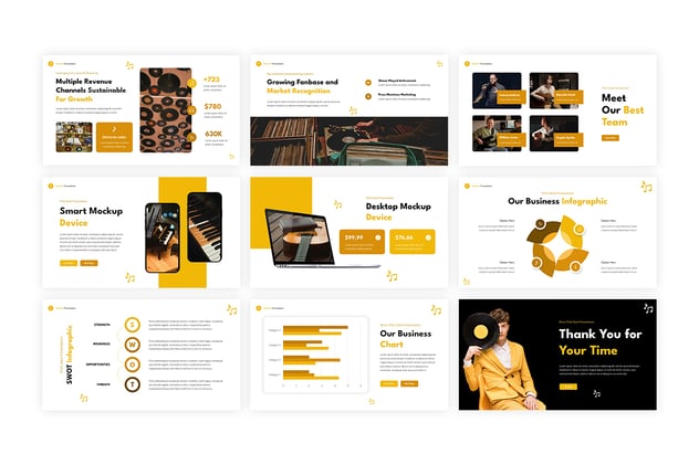 时尚音乐节大提琴keynote模板 - 顶尖PPT