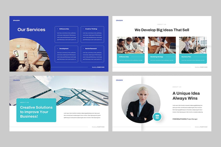 现代商务企业品牌形象视觉展示PPT模板 - 顶尖PPT