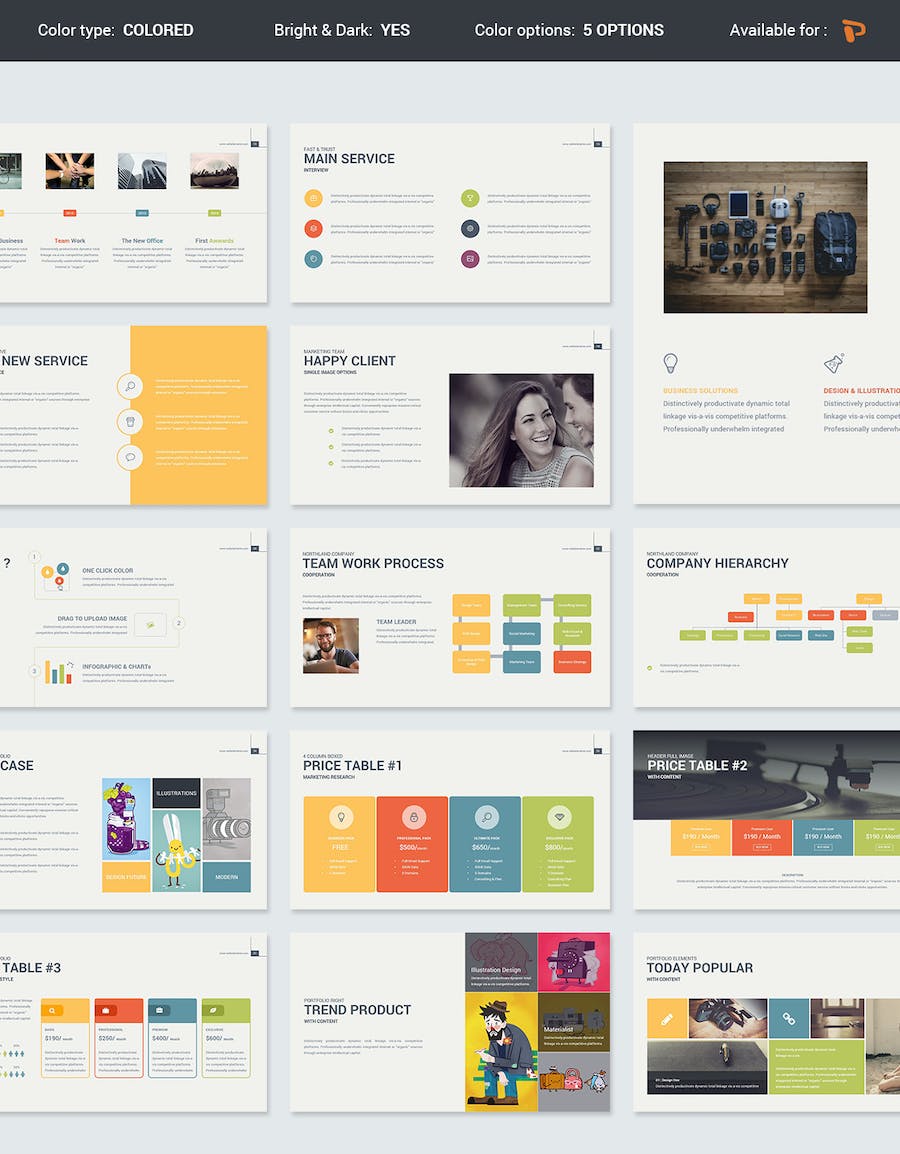 彩色商务数据图形多用途PPT模板 - 顶尖PPT