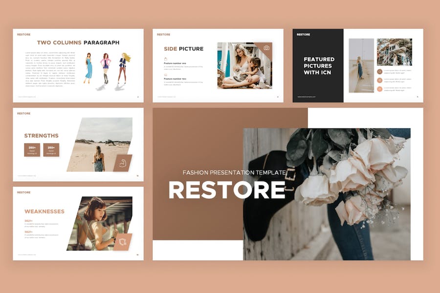 复古时尚流行风格唯美keynote模板 - 顶尖PPT