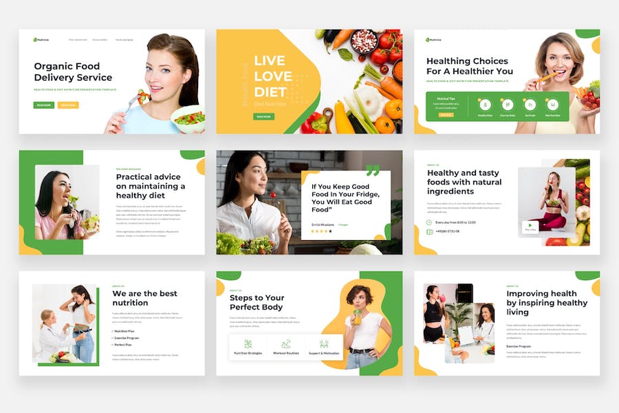 绿色健康保健食品PPT模板 - 顶尖PPT