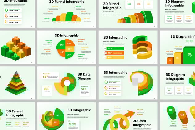 3D数据信息图形PPT模板 - 顶尖PPT