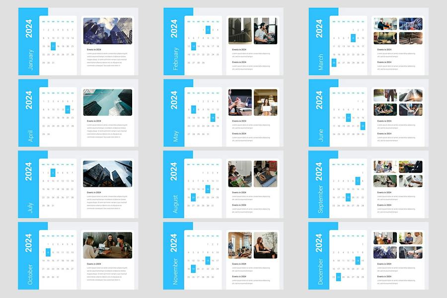 2024日历模板工作日期规划表PPT模板 - 顶尖PPT
