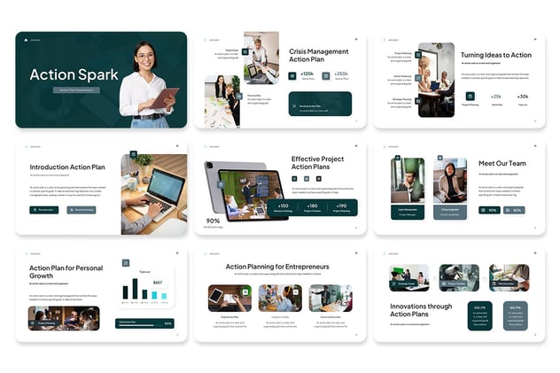 工作任务规划与行动计划演示PPT模板 - 顶尖PPT