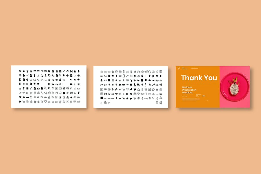 橙色图片拼贴商务策划Keynote模板 - 顶尖PPT