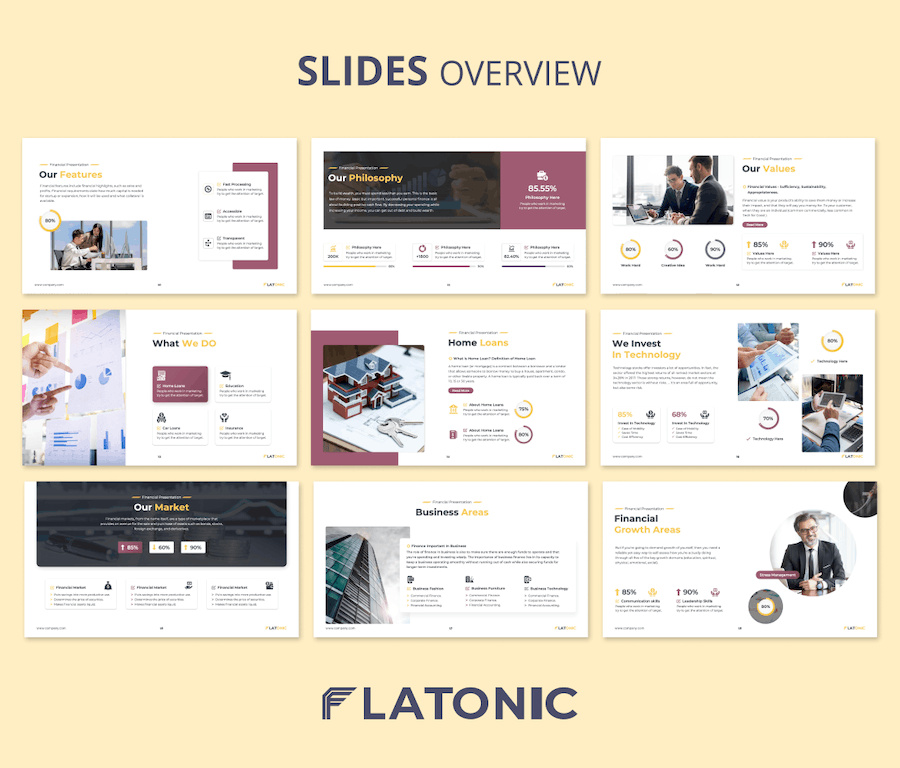 扁平风格金融主题PPT模板 - 顶尖PPT