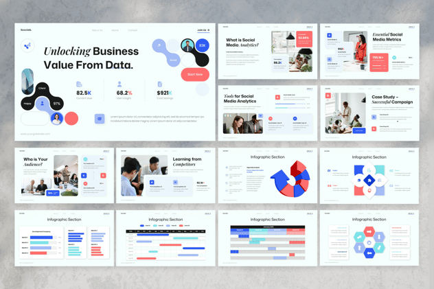 社交媒体分析工作汇报PPT模板 - 顶尖PPT