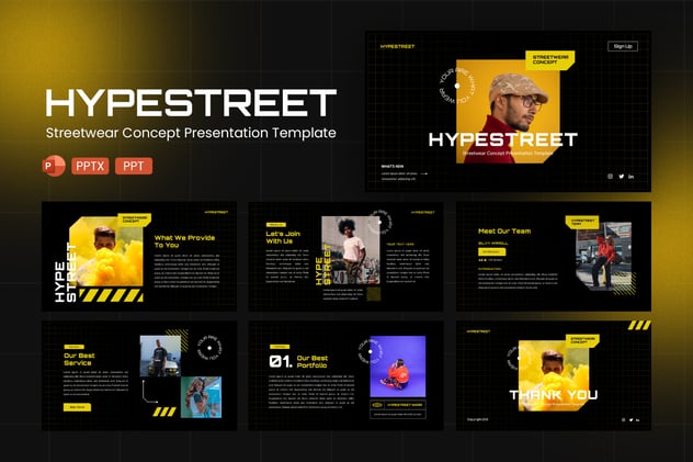 城市街头潮流服装PPT模板 - 顶尖PPT