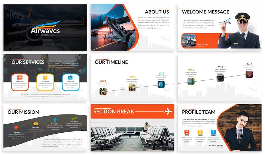 航空公司服务推介运营策略品牌宣传展示PPT模板 - 顶尖PPT