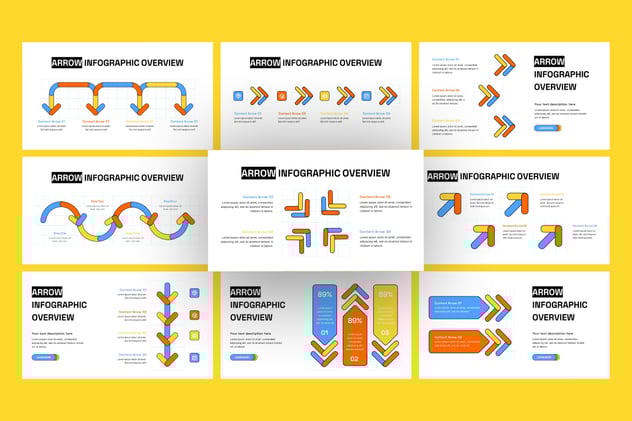 彩色箭头指向信息图形PPT模板 - 顶尖PPT