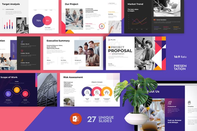 多彩项目提案方案设计PPT模板 - 顶尖PPT