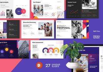 多彩项目提案方案设计PPT模板 - 顶尖PPT