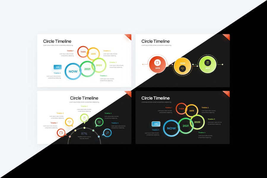 项目时间轴梯度图形PPT模板 - 顶尖PPT