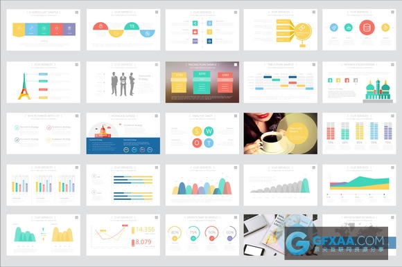 欧美彩色扁平化商务风PPT模板 - 顶尖PPT