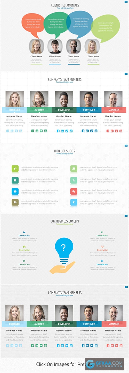 150页10种配色商业概念幻灯片ppt模板 - 顶尖PPT