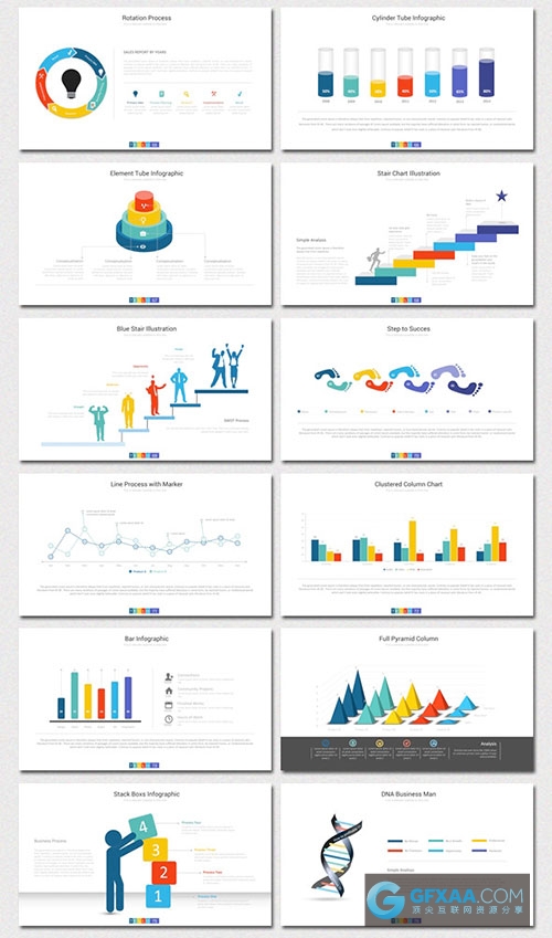 110页扁平化图形图表商务演示PPT模板 - 顶尖PPT