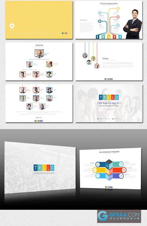 110页扁平化图形图表商务演示PPT模板 - 顶尖PPT