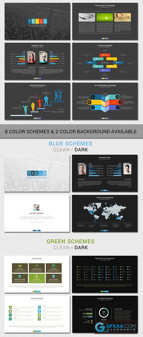 110页扁平化图形图表商务演示PPT模板 - 顶尖PPT