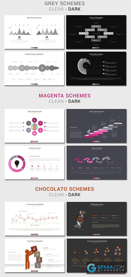 110页扁平化图形图表商务演示PPT模板 - 顶尖PPT