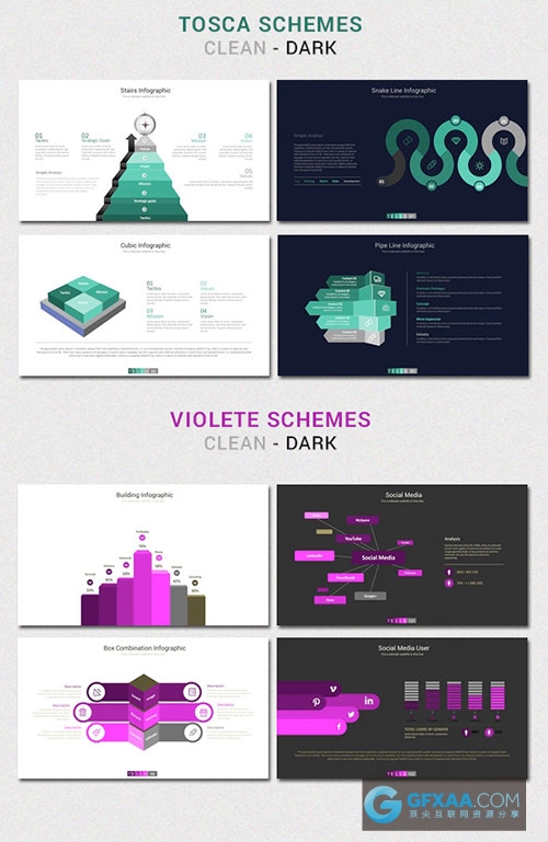 110页扁平化图形图表商务演示PPT模板 - 顶尖PPT