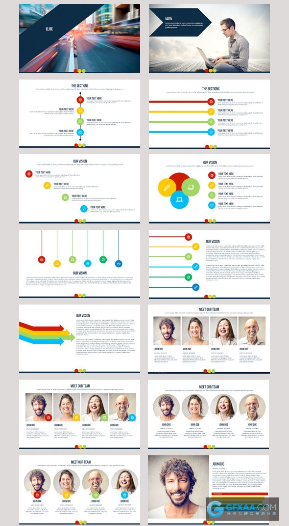 企业公司会议多功能精英团队简介PPT模板 - 顶尖PPT